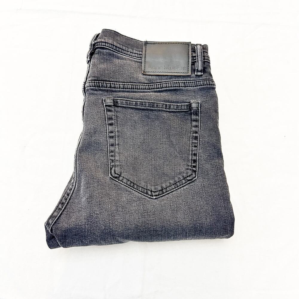 Acne Studios High Rise Button Fly Denim Jeans Straight Black Wash Size 30 Italy